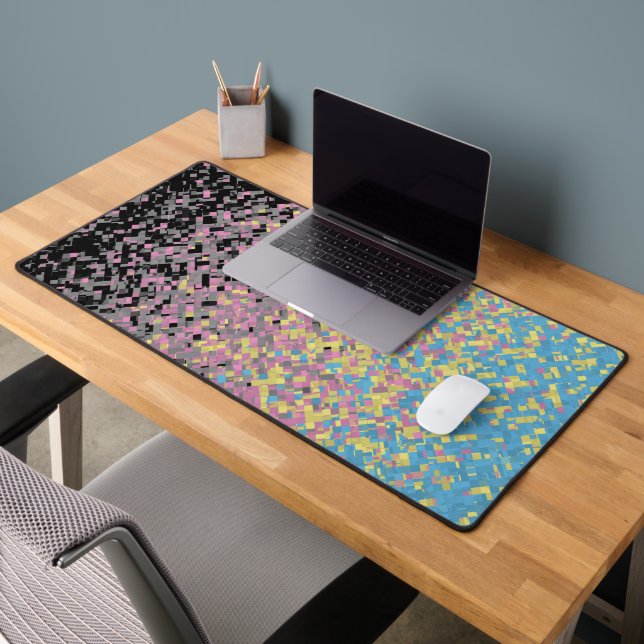 Trippy Funky Pixelated Polygender Pride Flag Desk Mat (Office 2)
