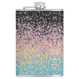 Trippy Funky Pixelated Polygender Pride Flag Hip Flask