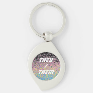 Trippy Funky Pixelated Polygender Pride Flag Keychain