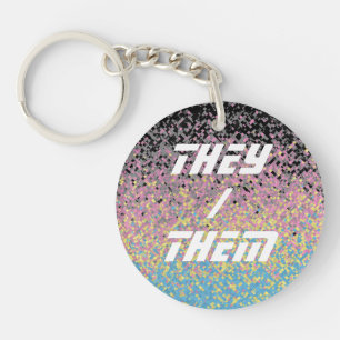 Trippy Funky Pixelated Polygender Pride Flag Keychain