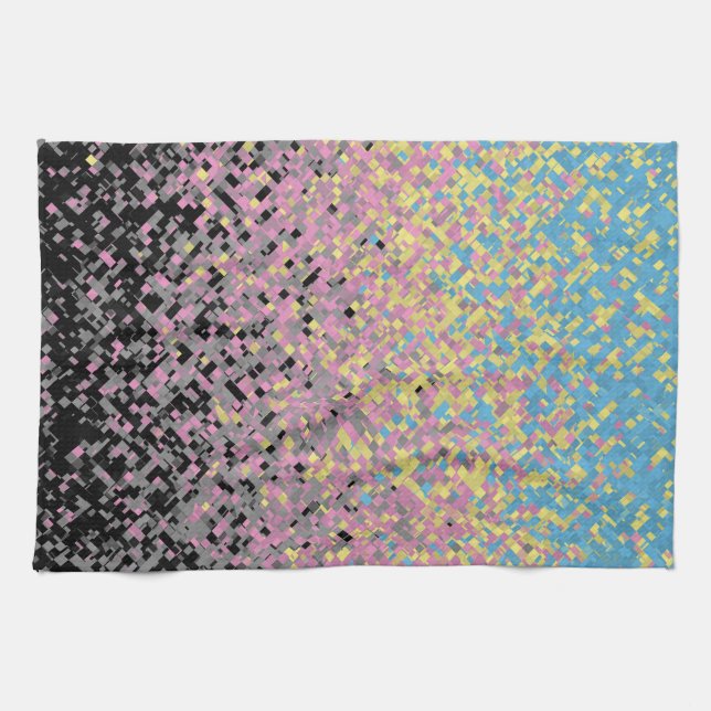 Trippy Funky Pixelated Polygender Pride Flag Kitchen Towel (Horizontal)