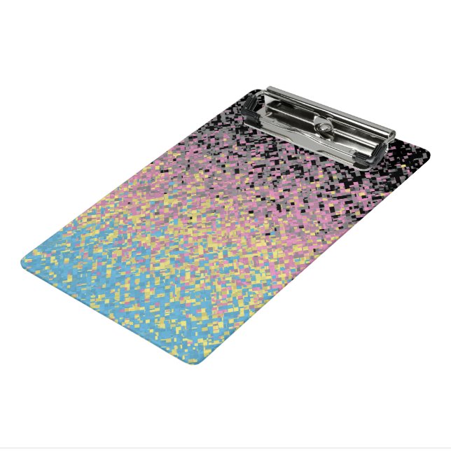 Trippy Funky Pixelated Polygender Pride Flag Mini Clipboard (Angled3)