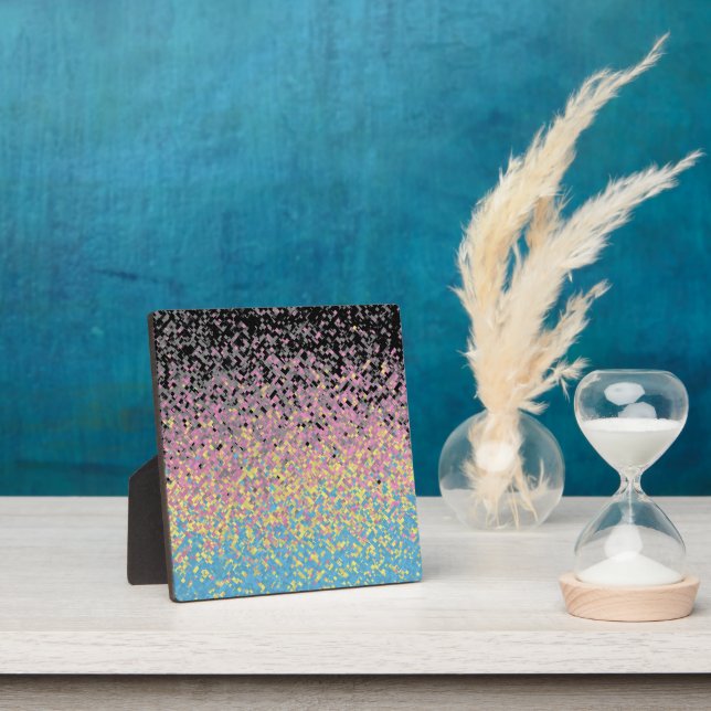 Trippy Funky Pixelated Polygender Pride Flag Plaque (Insitu)