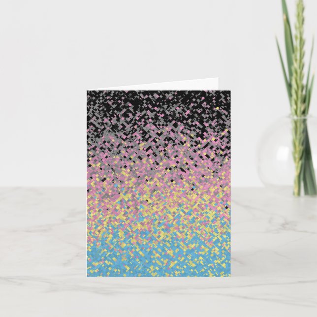 Trippy Funky Pixelated Polygender Pride Flag Thank You Card (Front)