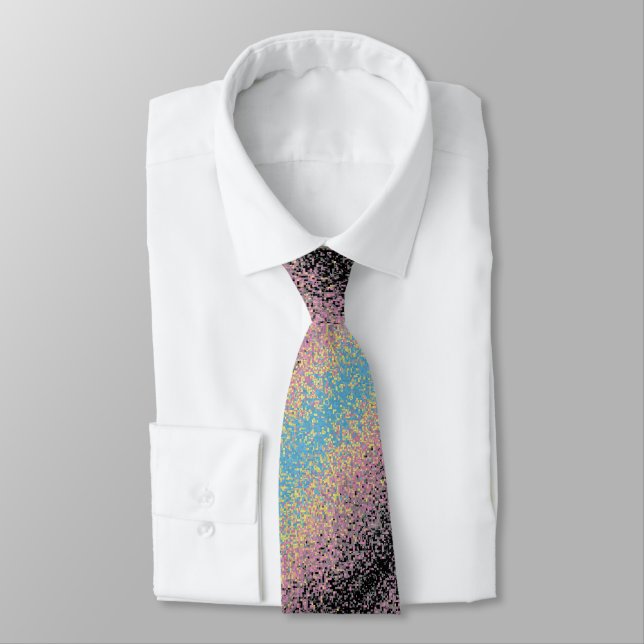 Trippy Funky Pixelated Polygender Pride Flag Tie (Tied)