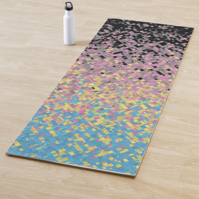 Trippy Funky Pixelated Polygender Pride Flag Yoga Mat (In Situ)