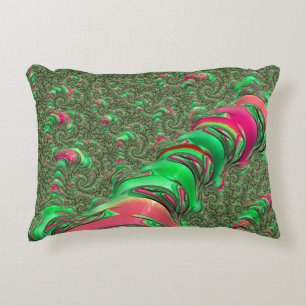 Trippy Funky Psychedelic Groovy Spiral Fractal Art Accent Pillow
