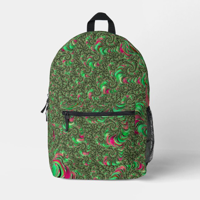 Trippy Funky Psychedelic Groovy Spiral Fractal Art Printed Backpack (Front)