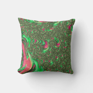 Trippy Funky Psychedelic Groovy Spiral Fractal Art Throw Pillow