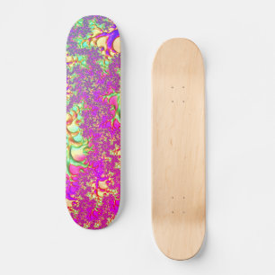 Trippy Funky Vibrant Neon Groovy Acid Trip Fractal Skateboard