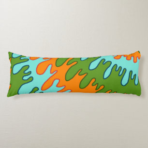 Trippy Green Orange Liquid Drip Stripe Y2K Pattern Body Pillow