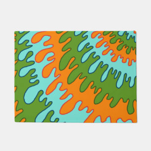 Trippy Green Orange Liquid Drip Stripe Y2K Pattern Doormat