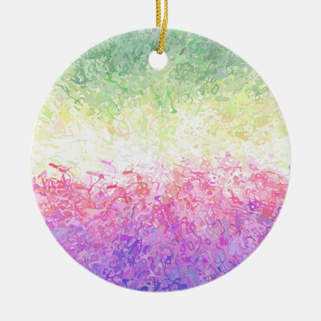 Trippy Groovy Boho Abstract Genderdoe Pride Flag Ceramic Ornament (Front)