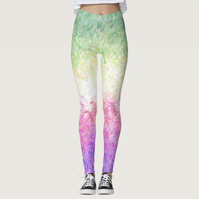 Trippy Groovy Boho Abstract Genderdoe Pride Flag Leggings (Front)