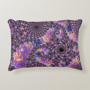 Trippy Groovy Boho Colourful Jewel Tone Fractal Ar Accent Pillow