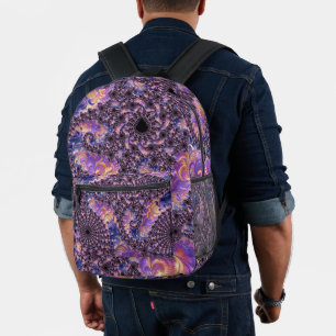 Trippy Groovy Boho Colourful Jewel Tone Fractal Ar Printed Backpack