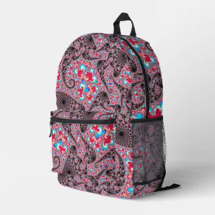 Trippy Groovy Boho Hippie Spiralling Fractal Art Printed Backpack
