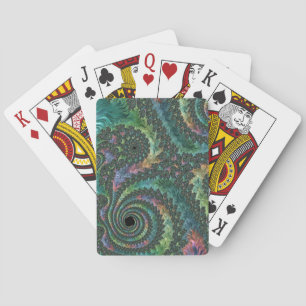 Trippy Groovy Colourful Jewel Tone Fractal Art Playing Cards