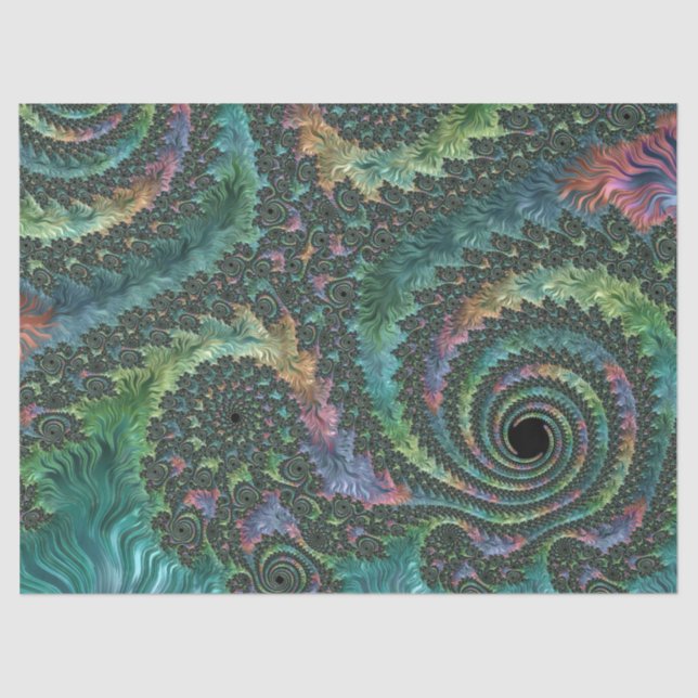 Trippy Groovy Colourful Jewel Tone Fractal Art Tissue Paper (Front)