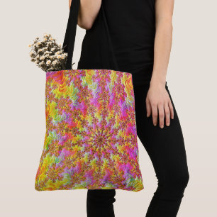 Trippy Groovy Funky Psychedelic Fractal Burst Tote Bag