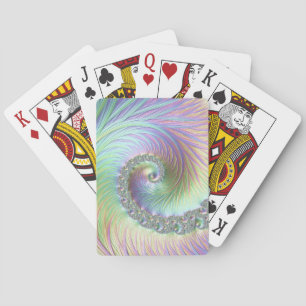 Trippy Groovy Pastel Rainbow Spiral Fractal Art Playing Cards