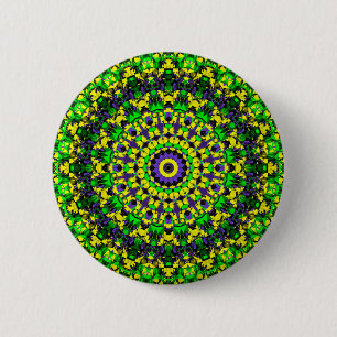 Trippy Groovy Retro Hippie Colourful Mandala Art 2 Inch Round Button