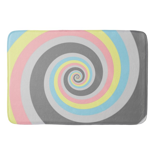 Trippy Groovy Spiral Abstract Demiflux Pride Flag Bath Mat (Front)