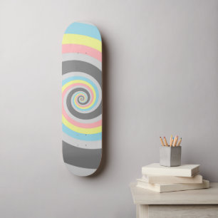 Trippy Groovy Spiral Abstract Demiflux Pride Flag Skateboard