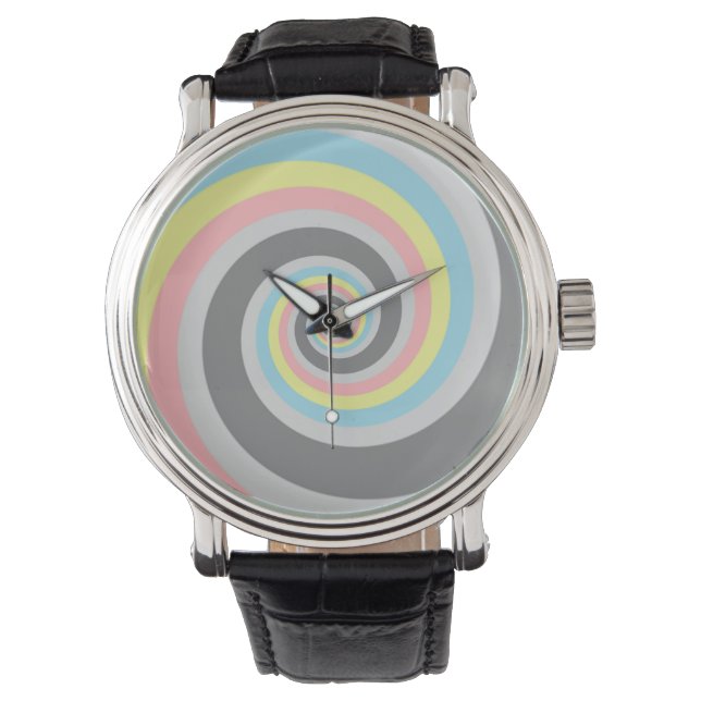 Trippy Groovy Spiral Abstract Demiflux Pride Flag Watch (Front)