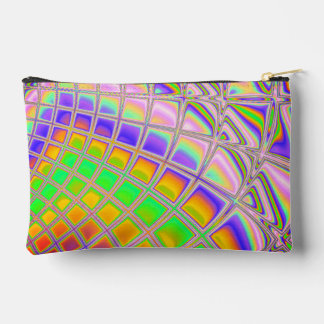 Trippy Groovy Vibrant Abstract Digital Fractal Art Accessory Pouch
