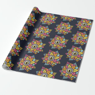 Trippy Hippie Colourful Psychedelic Eye Flower Wrapping Paper