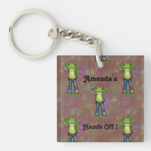 Trippy Hippie Psychedelic Frog Peace Retro Custom Keychain