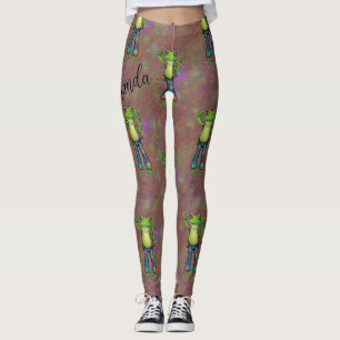 Trippy Hippie Psychedelic Frog Peace Retro Custom Leggings
