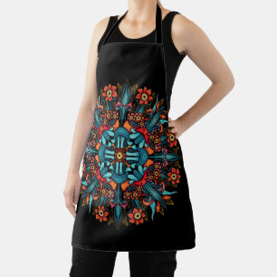 Trippy hippie psychedelic groovy mushroom weird apron