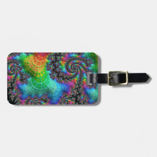 Trippy Hippie Psychedelic Rainbow Spiral Fractal Luggage Tag