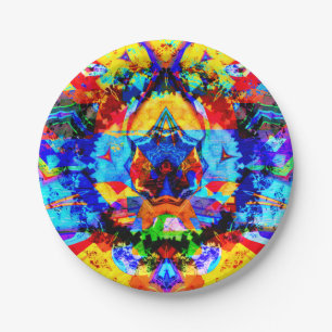 Trippy Hippie Psychedelic Tie Dye Bold Print Party Paper Plate