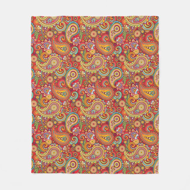 Trippy Hippy Paisley Fleece Blanket (Front)