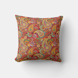 Trippy Hippy Paisley Throw Pillow