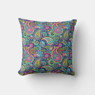 Trippy Hippy Paisley Throw Pillow
