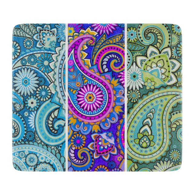 Trippy Hippy Retro Paisley Cutting Board (Front)
