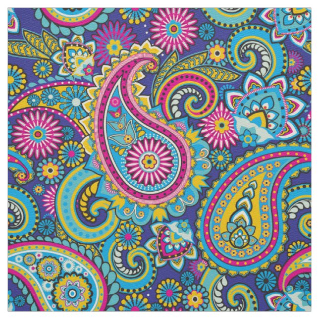 Trippy Hippy Retro Paisley Fabric (Swatch)