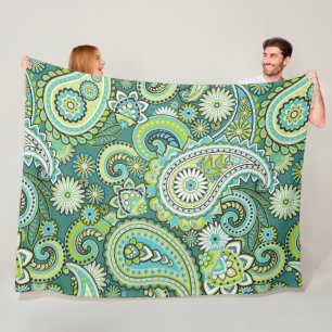 Trippy Hippy Retro Paisley Fleece Blanket