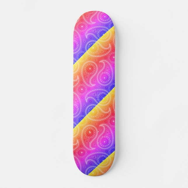 Trippy Hippy Retro Paisley Skateboard (Front)