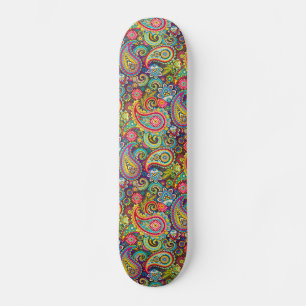 Trippy Hippy Retro Paisley Skateboard