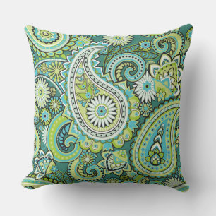 Trippy Hippy Retro Paisley Throw Pillow
