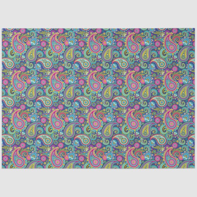 Trippy Hippy Retro Paisley Tissue Paper (Front)