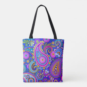 Trippy Hippy Retro Paisley Tote Bag