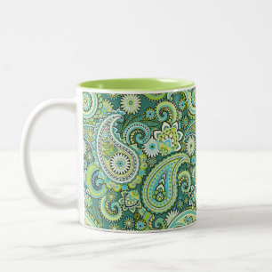 Trippy Hippy Retro Paisley Two-Tone Coffee Mug