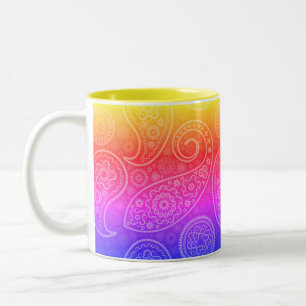 Trippy Hippy Retro Paisley Two-Tone Coffee Mug