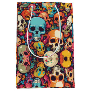 Trippy Hippy Skull Colourful Patterned Psychedelic Medium Gift Bag